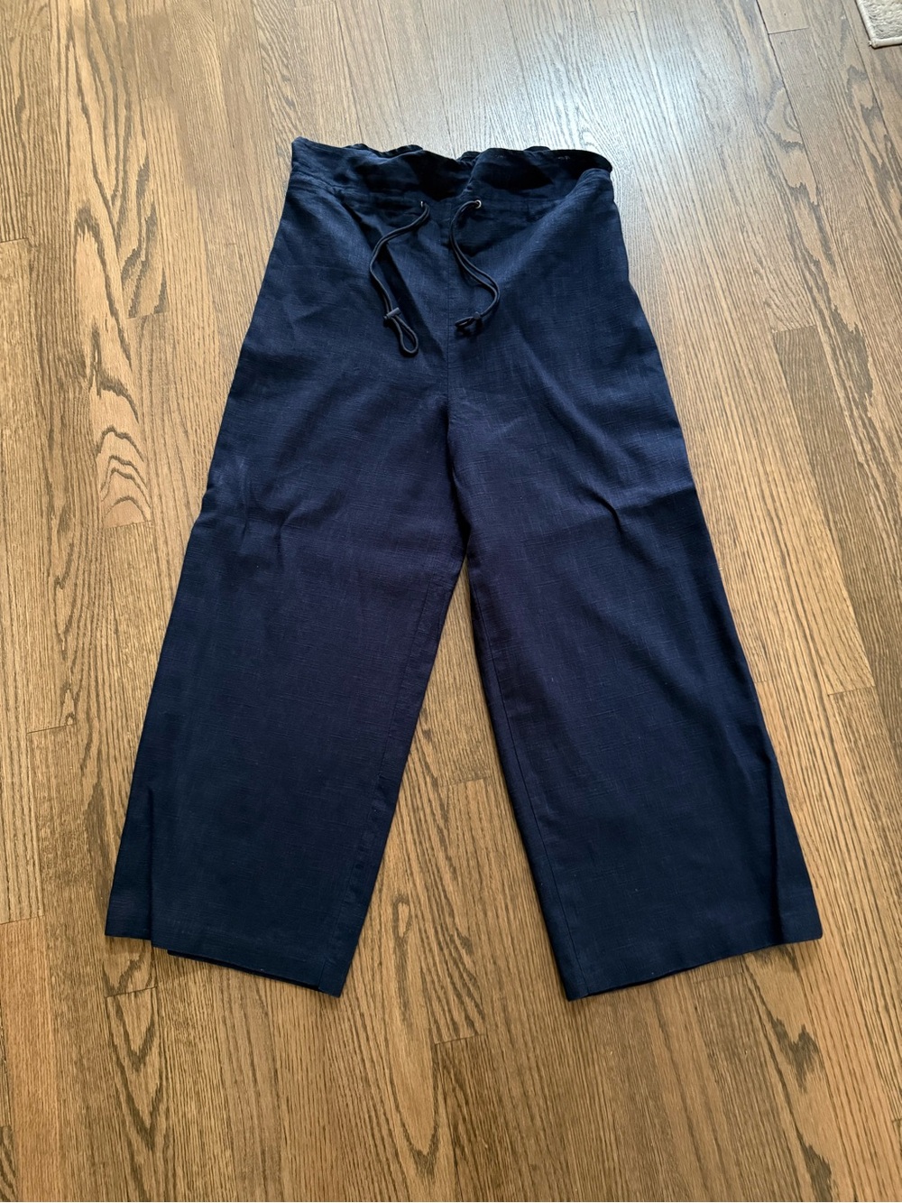 Flow.1 Wide Leg Linen Drawstring Pants - Navy
